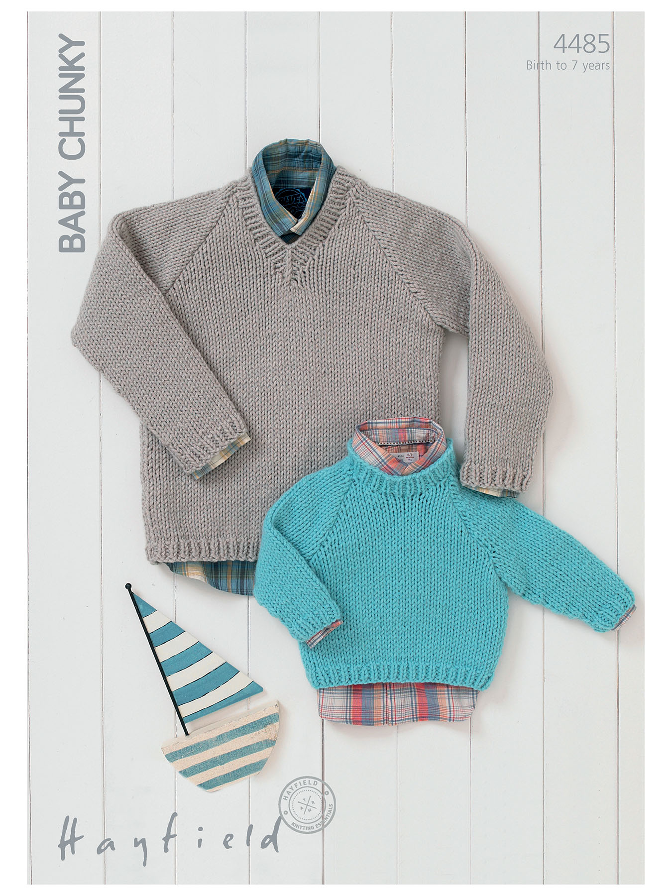 Hayfield 4485 Round and V Neck Sweater in Hayfield Baby Chunky (#5) Weight Yarn